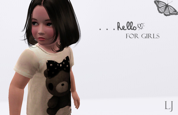 Sims 3 — Set Hello for Girls by LJgaming — Small set of tees for girls. This is last part of Hello sets. Thank you for