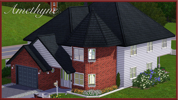 Sims 3 — Amethyne by macgirlffx — This lot has a hint of victorian flair with the trademark turret in the front. Red