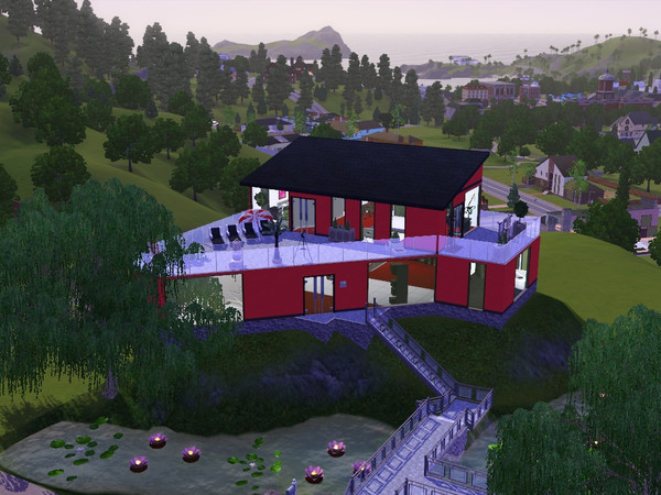 Sims 3 — Lakehouse by Sandla — Lakehouse 1 big lake with 2 bridges 2 Floors: First Floor: Bathroom Very Big room: 1