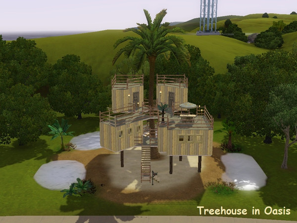Sims 3 — Treehouse in Oasis by Hambil — Built by the Eccentric Georgia Green, this 2 bedroom / 1 bath, fully furnished