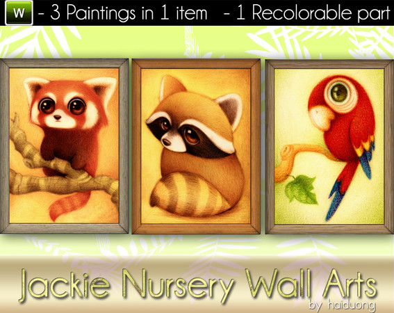 Sims 3 — Jackie Nursery Wall Arts by haiduong — This is 4 animal paintings very cute in one item, the frame is