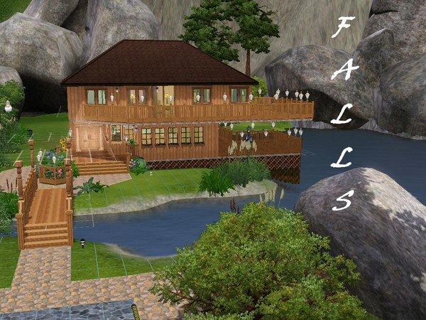 Sims 3 — Falls by popeye3 — A cute 2 storey house on the waterfall lake, balcony with view on the lovely scenery. 2