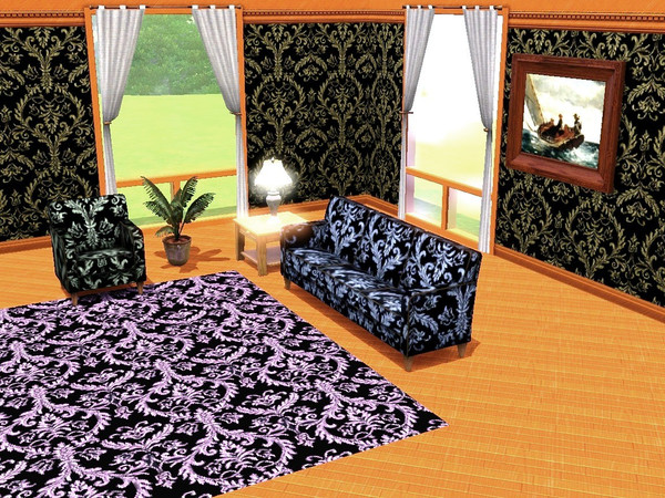 Sims 3 — ALT 3 black brocade by daisylee —  One of my first patterns in CAP, so please be kind, LOL. ------TSRAA