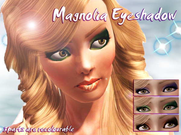Sims 3 — Magnolia Eyeshadow by Pralinesims — 3 parts are recolourable. The perfect eyeshadow for dramatic and sweet
