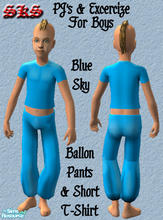 Sims 2 — Childrens Balloon & T: PJs & Exercise - Sky by 71robert13 — Bare footed balloon bottoms & cropped