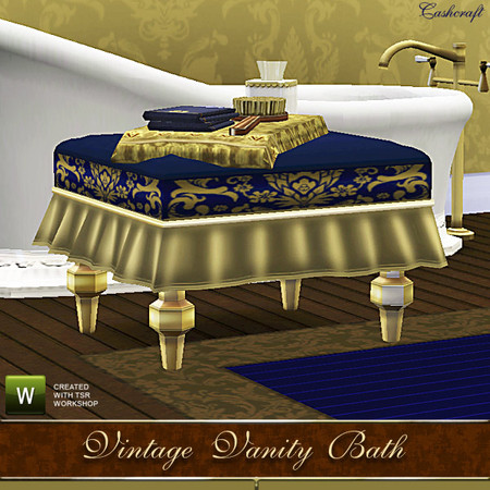 Sims 3 — Vintage Vanity Footstool by Cashcraft — An elegant footstool or table, created by Cashcraft,