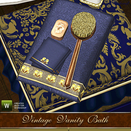 Sims 3 — Vintage Vanity Towel Set by Cashcraft — Bathbrush, soap and towels, created by Cashcraft,