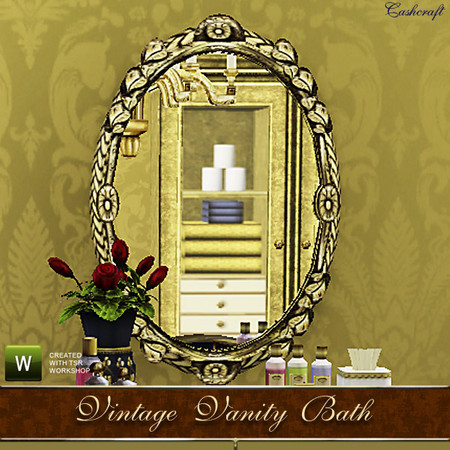 Sims 3 — Vintage Vanity Console Mirror by Cashcraft — A vintage mirror with gilt trim. Created by Cashcraft,