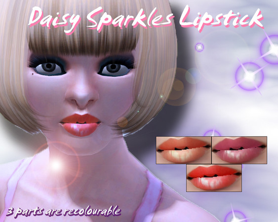 Sims 3 — Daisy Sparkles Lipstick by TSR Archive — 3 part recolourable. enjoy!