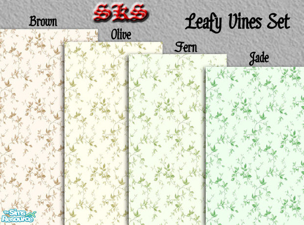 Sims 2 — Leafy Vines Set by 71robert13 — Simple leafy vines design, set includes all 4 colors. 4 way tileable. Finish off