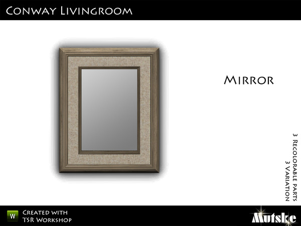 Sims 3 — Conway Mirror 2x1 by Mutske — 3 Recolorable parts. 3 Variations. Made by Mutske@TSR. TSRAA.