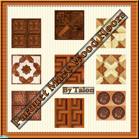 Sims 2 — Parquet Maze Wood Floors by Cerulean Talon — Rich hard wood floors in beautiful parquet designs and inlays.