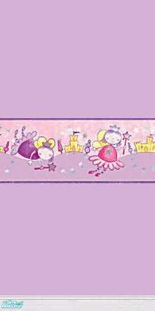 Sims 2 — Fairies Border 2 by sallyhails — On Lilac Paint with White Wood Kick Molding