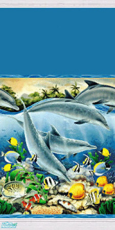 Sims 2 — Dolphins 2 by sallyhails — Blue Paint with Large Dolphins Border