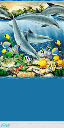 Sims 2 — Dolphins by sallyhails — Blue Paint with Large Dolphins Border