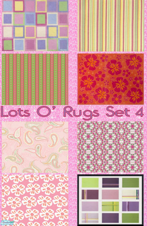 Sims 2 — Lots O' Rugs Set 4 by jenny_dunagan — You need Echo's 3x4 rug mesh for these recolors to work in your game.