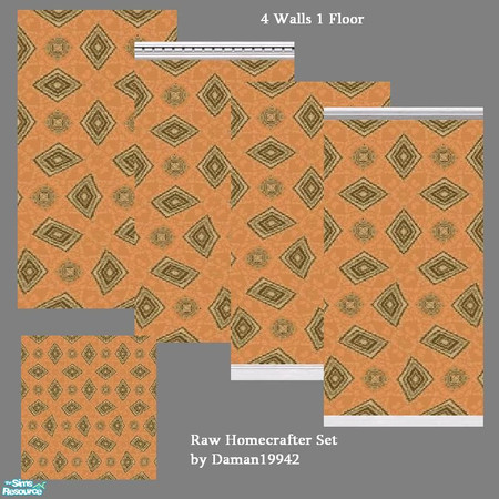 Sims 2 — Raw Wallpaper and Floor Set by daman19942 — A set of four wallpapers, and one carpet for the Assorted Plumbobs