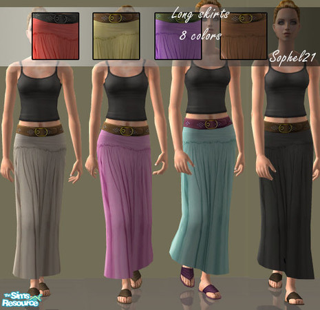Sims 2 — SO_Collection_213 by Sophel21 — long skirt with belt in 8 color combinations. REQ. the EP OfB. 