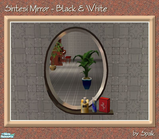 Sims 2 — Sintesi Mirror - Black&White by Spaik — Recolour in black and white lacquered wood of my Sintesi Bedroom