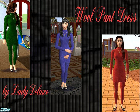 Sims 2 — Wool Pant Dress Set by LadyDeluxe — A wool dress with wool leggins for those cold winter nights. Can also be
