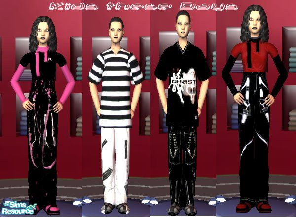 Sims 2 — Sims Teen Gothic Set by kollens — A Couple Gothic outfits for Your Sim Teens as Requested.