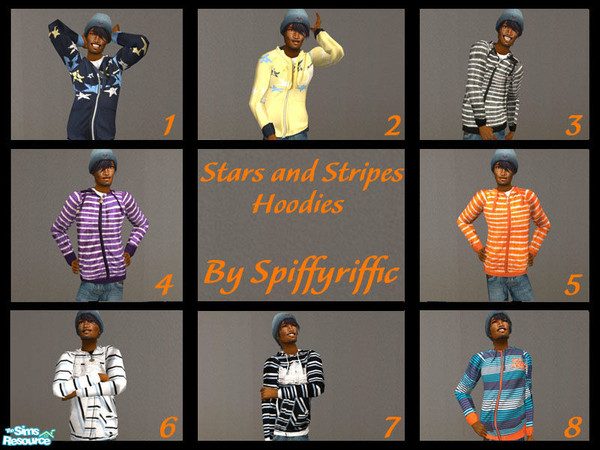 Sims 2 — Stars and Stripes Hoodies by spiffyriffic — A more preppy feel for hoodies. All hoodies have either stars or