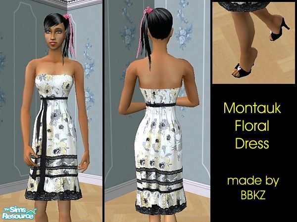 Sims 2 — Montauk Floral Dress by BBKZ — No EP required but if you have Uni EP it\'s available also for YA... Need (FREE)