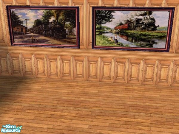 Sims 2 — Steam Train Painting Set by drewsoltesz — A recolour of "Rainy Day on Main Street" these delightful