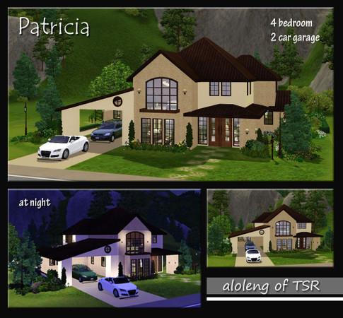 Sims 3 — Patricia by aloleng — 4 bedroom, 3 toilet and bath, 2 car garage, living room, study, dining area, kitchen,