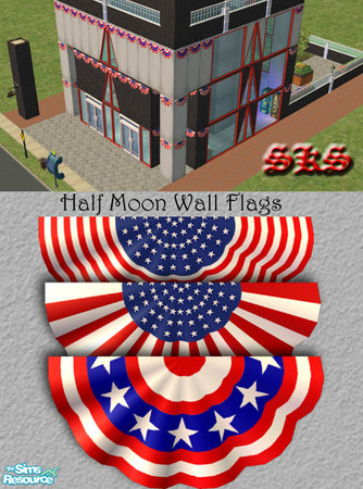 Sims 2 — American Patriotic set - Draped Half-Moon Wall Flag by 71robert13 — Commonly seen in commercial and civic