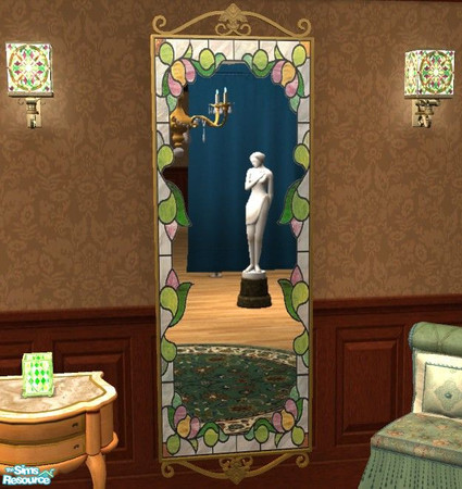 Sims 2 — Stained Glass Mirror Recolor Gold by joyfulgirlhol — A gold and art nouveau recolor of my Stained Glass Mirror