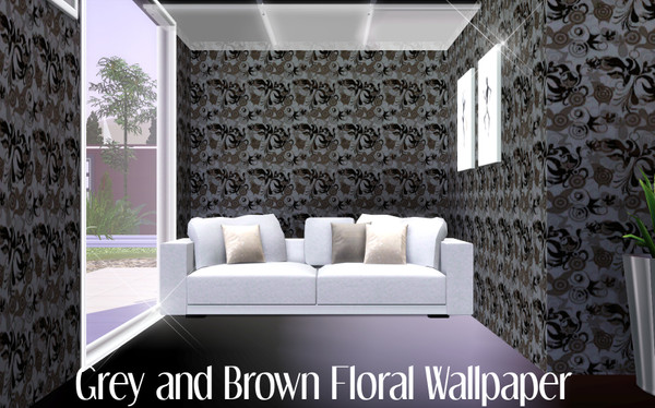 Sims 3 — Grey Floral Wallpaper by TSR Archive — Pattern made by Pralinesims for TSR