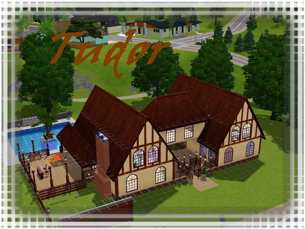 Sims 3 — Tudor by popeye3 — 2 Ensuite bedrooms, Large entertainment area, TV Room, Lounge. Open plan kitchen/dining room,