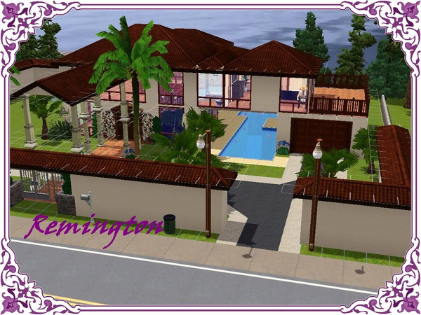 Sims 3 — Remington by popeye3 — 2 bedroom, 1 bathroom, interesting spiraling staircase. Impressing entrance drive-way.