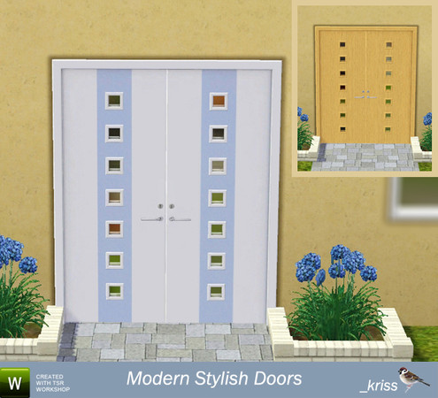 Sims 3 — Modern Stylish Doors - Osaka Double by Kriss — Part of the Modern Stylish Doors Set. Stylish door that will