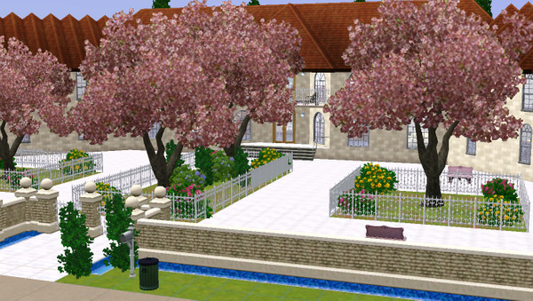 Sims 3 — Mansion with courtyard by Blam987 — A mansion with a giant courtyard and a giant backyard with a pool and 2