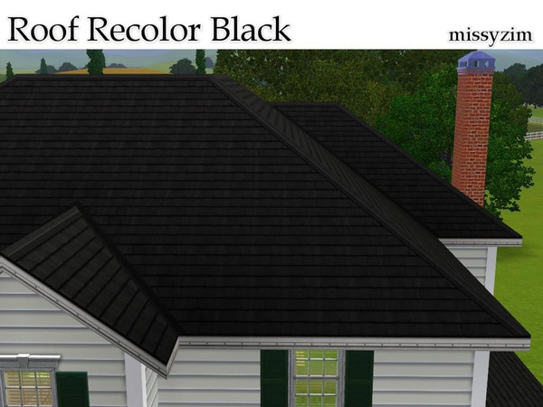 Sims 3 — MZ_Roof recolor_Black by missyzim — Recolor of the EA red slate roof with white trim. 