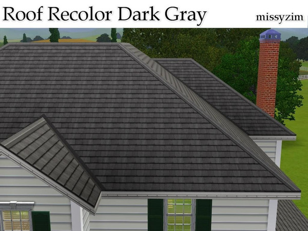 Sims 3 — MZ_Roof recolor_Dark gray by missyzim — Recolor of the EA Red Slate Roof with white trim.