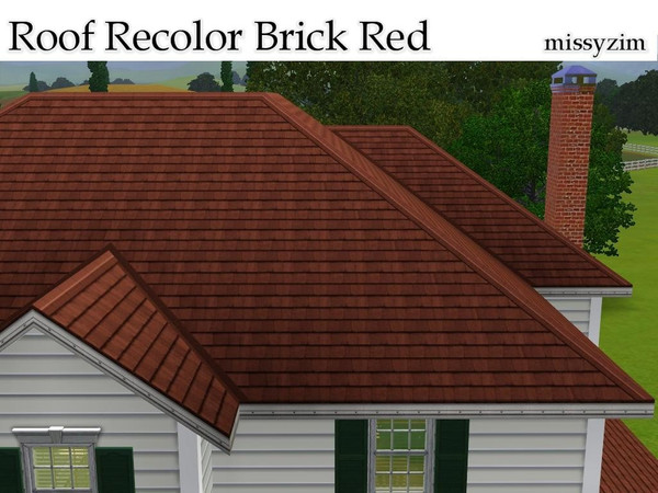 Sims 3 — MZ_Roof recolor_Brick red by missyzim — Recolor of the EA Red Slate Roof with white trim.