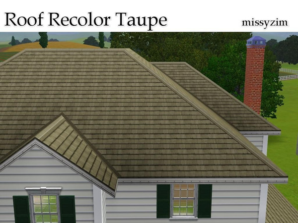 Sims 3 — Mz_Roof recolor_Taupe by missyzim — Recolor of the EA Red Slate Roof with white trim.
