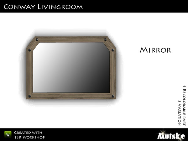 Sims 3 — Conway Mirror 2x1 by Mutske — 1 Recolorable part. 3 Variations. Made by Mutske@TSR. TSRAA.