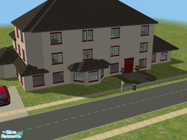 Sims 2 — Red Splendor by rb_500 — The main feature in this house is the great room. The three story high ceiling also