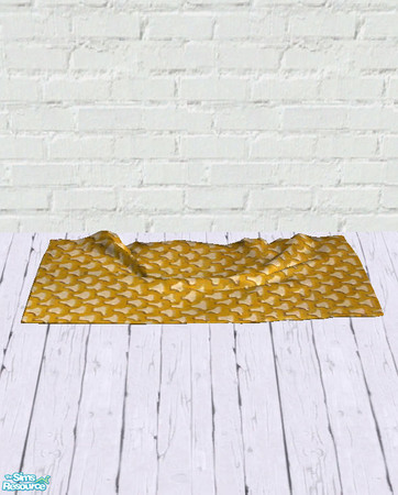 Sims 2 — Yellow Patterned Bedside Rug by salixlikescake — A yellow and cream colored rug.