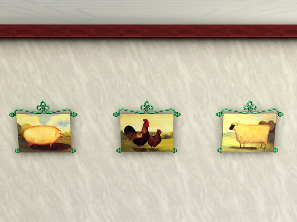Sims 3 — Folk Art Animal Collection 2 by jezebel_the_nun — Canvas folk art featuring charming farm animals.