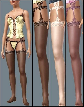 Sims 3 — JP141 Lace Stockings by juttaponath — Lace stockings for adults and young adults.