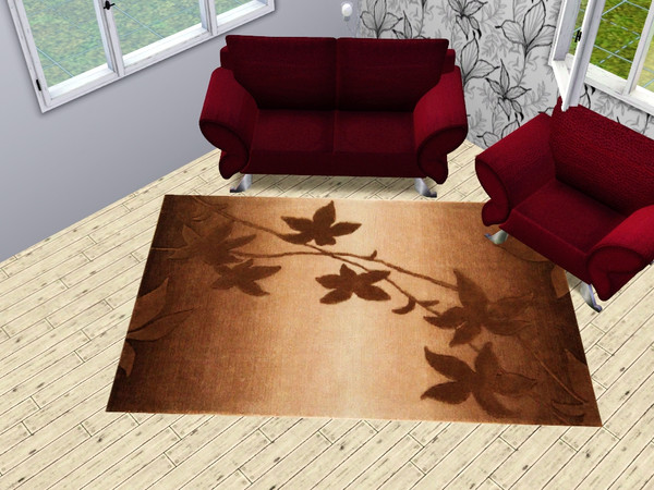 Sims 3 — RugSet_FloralBrown by CaliDea — Rug Floral Brown