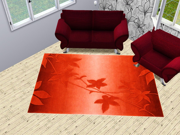 Sims 3 — Rugset_FloralOrange by CaliDea — Rug Floral Orange
