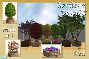 Sims 2 — Gardens Delight: Recolour Set 3 by Shakeshaft — A recolour set of the Round Stone Potted Plants in my Garden