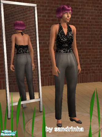 Sims 2 — SMtop_elder_01 by sandrinha — A shinning blouse for elder Sim ladies. No mesh needed. Beautiful hair by