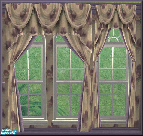 Sims 2 — NK TC38 Sintesi BR - Curtain, Floral by MoMama — A purple floral curtain to protect your Sims' privacy.